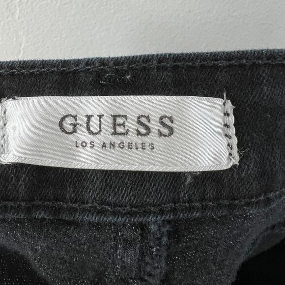 GUESS Los Angeles Black Denim Skinny Jeans Cotton Lace Trim 5-Pockets Size 30 - Picture 4 of 6